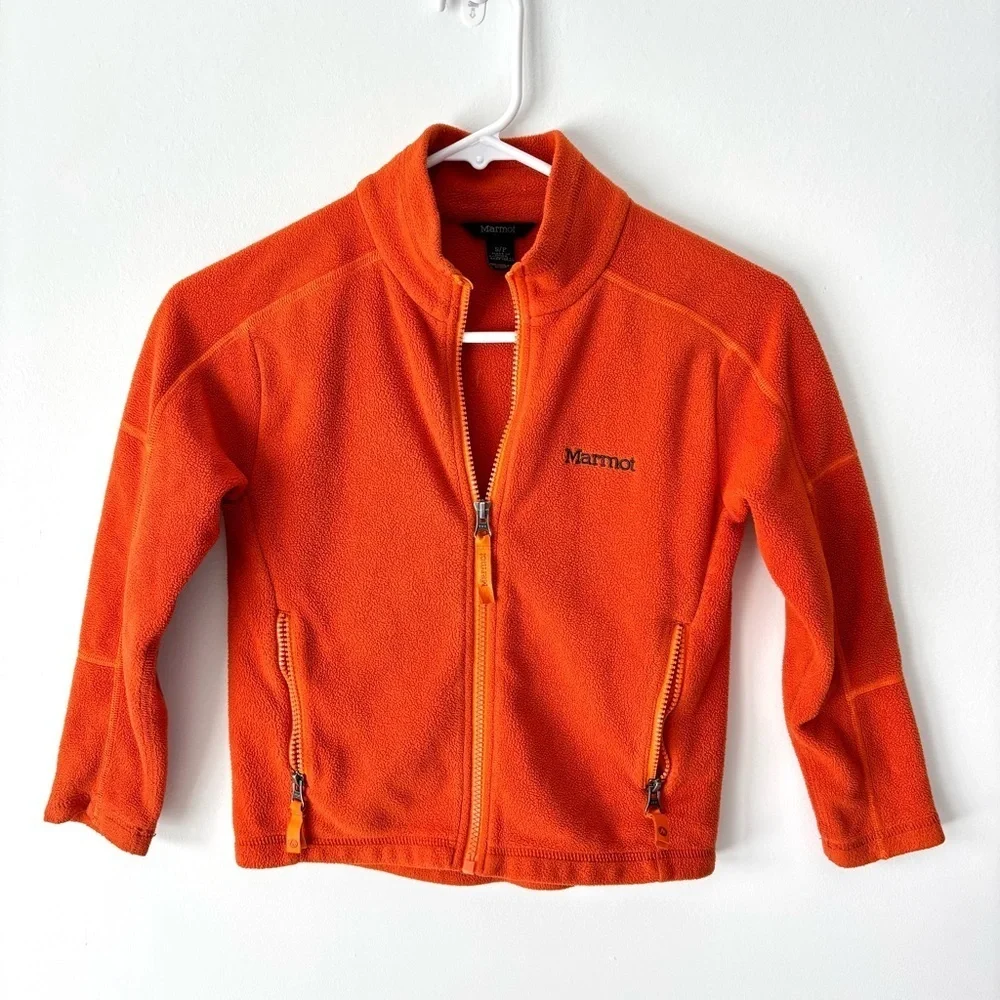 Marmot Orange Fleece Full Zip Jacket Youth Kids Outdoor Winter Warm